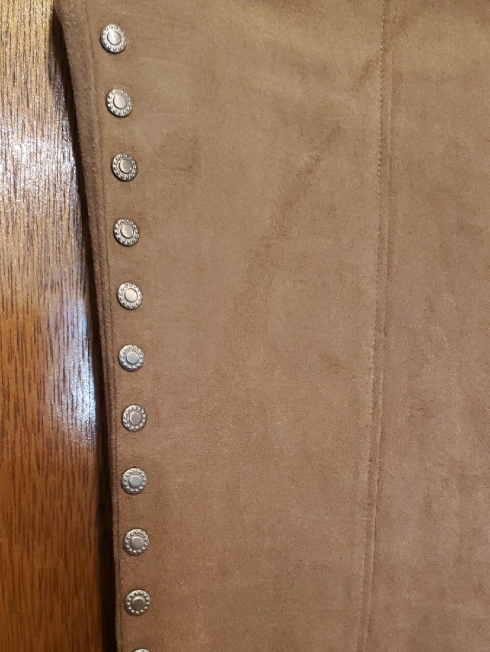 New Shyanne Brown Suede-Feel Flare Pants With Studs - Picture 2 of 7